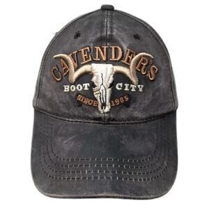 Cavender's Baseball Cap Gray Brown OS Embroidered Steer Skull Boot City Hat